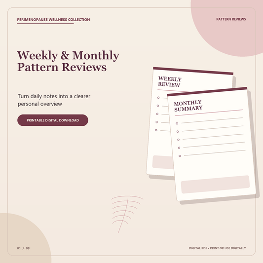 Perimenopause Pattern Review | Weekly & Monthly Symptom Tracker Printable